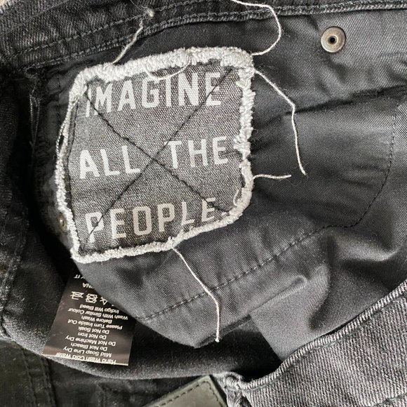 The People Vs. Men's Lithium Jeans Distressed sz 34 Wasted Black Bandana Cropped - Picture 9 of 10